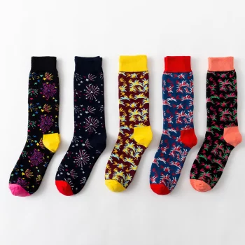 Autumn and winter women&#039;s socks, tube art fireworks, national wind painting, female socks, cotton personality, colorful socks, female new