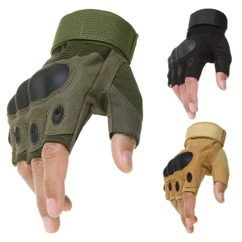 Sport outdoors Tactical Army Airsoft Shooting Bicycle Combat Fingerless Paintball Hard Carbon Knuckle Half Finger Cycling Gloves