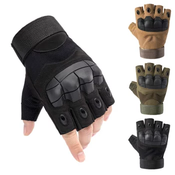 Motorcycle Cycling Riding Tactical Gloves Men&#039;s Hard Knuckle Fingerless Gloves Bicycle Shooting Paintball Airsoft Motor Half Finger Gloves