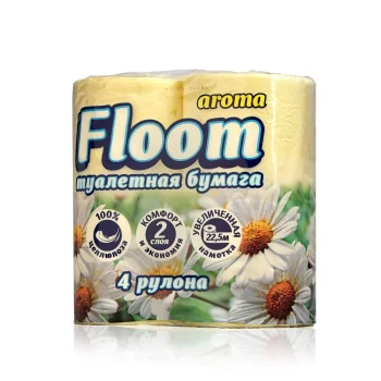Туалетная бумага Floom 2х-слойная , ромашка 4шт